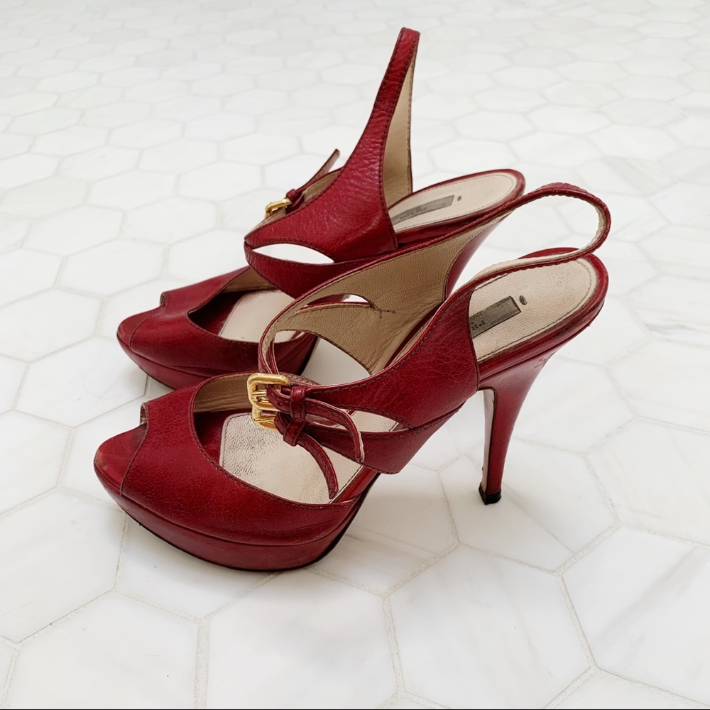 Prada leather platform shoes